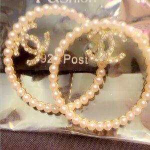 Elegant Pearl Hoop Earrings